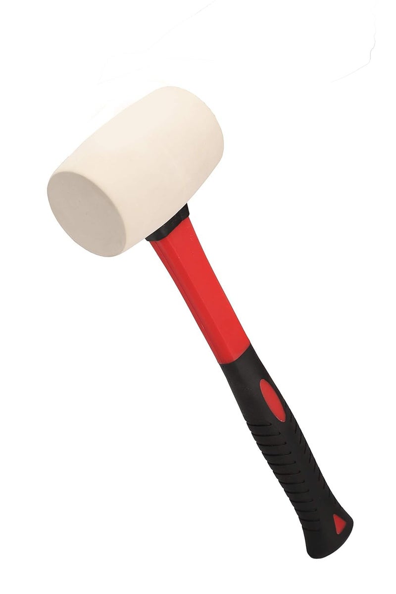 Zaptec Rubber Mallet With Shock Absorbing Fiberglass Handle & Textured Cushion Grip 450 Gram (White Head) - Image 1
