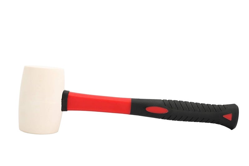 Zaptec Rubber Mallet With Shock Absorbing Fiberglass Handle & Textured Cushion Grip 450 Gram (White Head) - Image 2