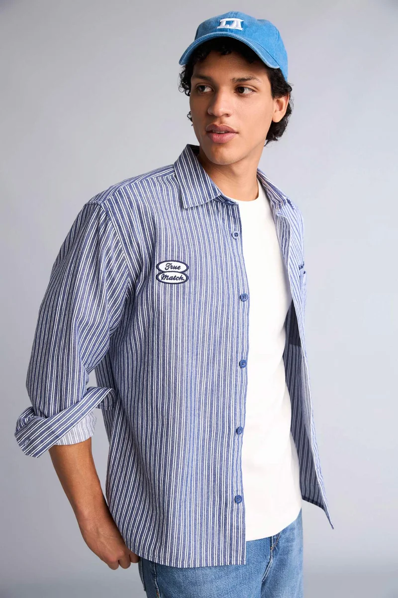 DeFacto Boxy Fit Shirt Collar Long Sleeve Shirt