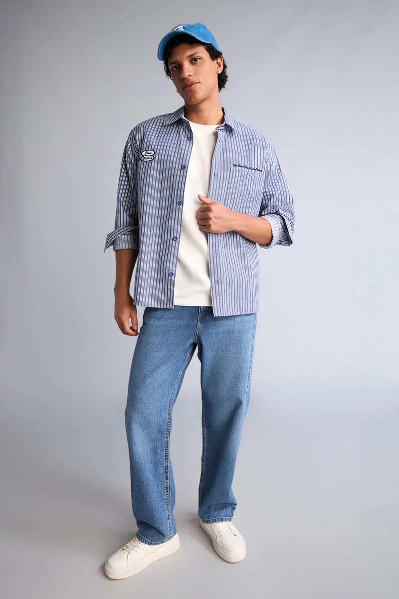 DeFacto Boxy Fit Shirt Collar Long Sleeve Shirt