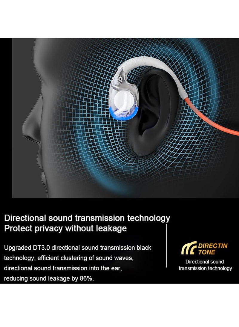 Excefore Open Ear Headphones, Bluetooth 5.3 Wireless Open Ear Lightweight Headphones with Built-in Mic, Noise-Cancellation Mic for Clear Calls, IPX7 Waterproof,for Sports Workout Gaming (White+Orange) - Image 3