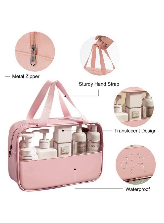 HOOPOES Travel Toiletry Pouch for Women & Men, Portable Cosmetic Organizer Bag for Full-Sized Shampoo, Brushes Set, Toys, Stationery, Bathroom & Makeup Accessories (Pink, 3 pcs Set) - Image 5