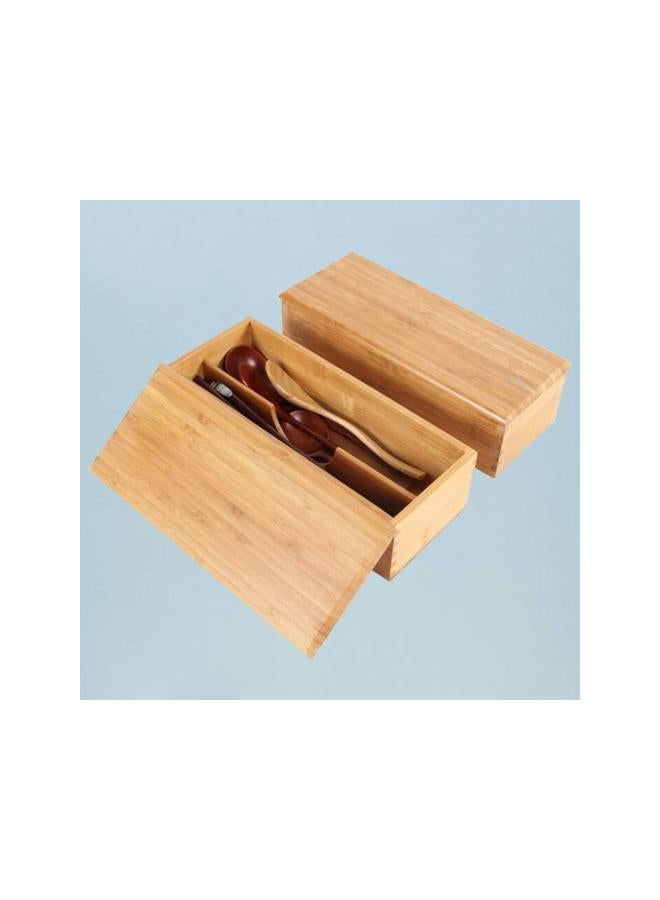 klarako 1pc Wooden Cutlery Box with lid Spoon Chopsticks Jewelry Box Gift Box Cutlery Utensil Holder for Kitchen Countertop Dining Table 27 x 11 x 6.6cm  - Image 1