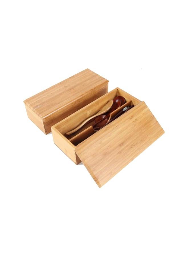 klarako 1pc Wooden Cutlery Box with lid Spoon Chopsticks Jewelry Box Gift Box Cutlery Utensil Holder for Kitchen Countertop Dining Table 27 x 11 x 6.6cm  - Image 5