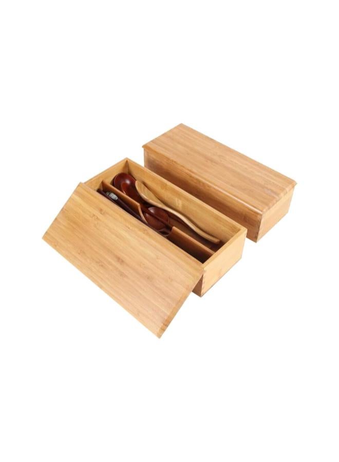 klarako 1pc Wooden Cutlery Box with lid Spoon Chopsticks Jewelry Box Gift Box Cutlery Utensil Holder for Kitchen Countertop Dining Table 27 x 11 x 6.6cm  - Image 3