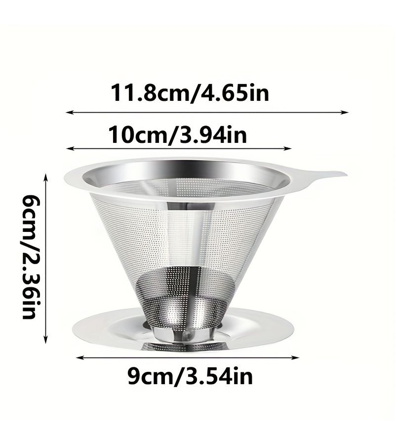 Stainless Steel Pour Over Coffee Dripper Silvery One Size Kitchen Tool - Image 2