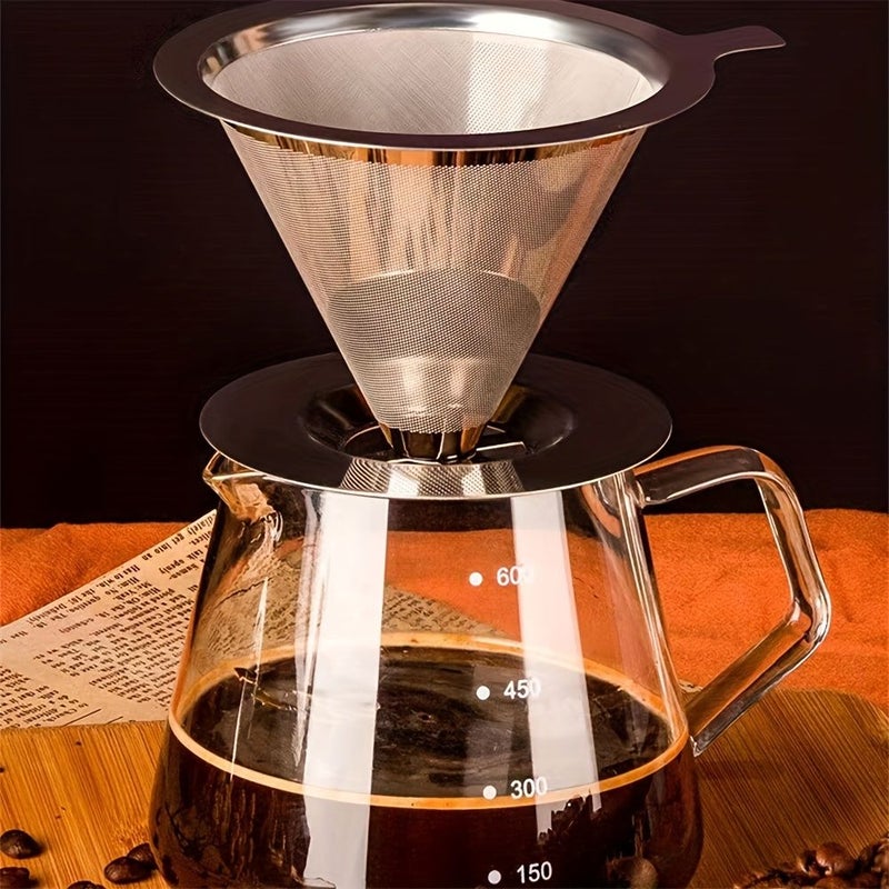 Stainless Steel Pour Over Coffee Dripper Silvery One Size Kitchen Tool - Image 4