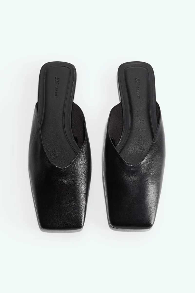 H&M Square-toe leather mules
