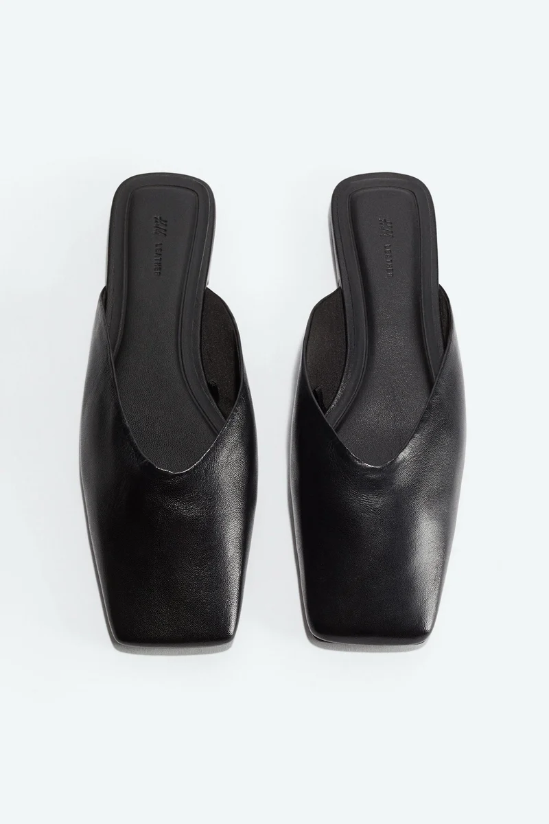 H&M Square-toe leather mules