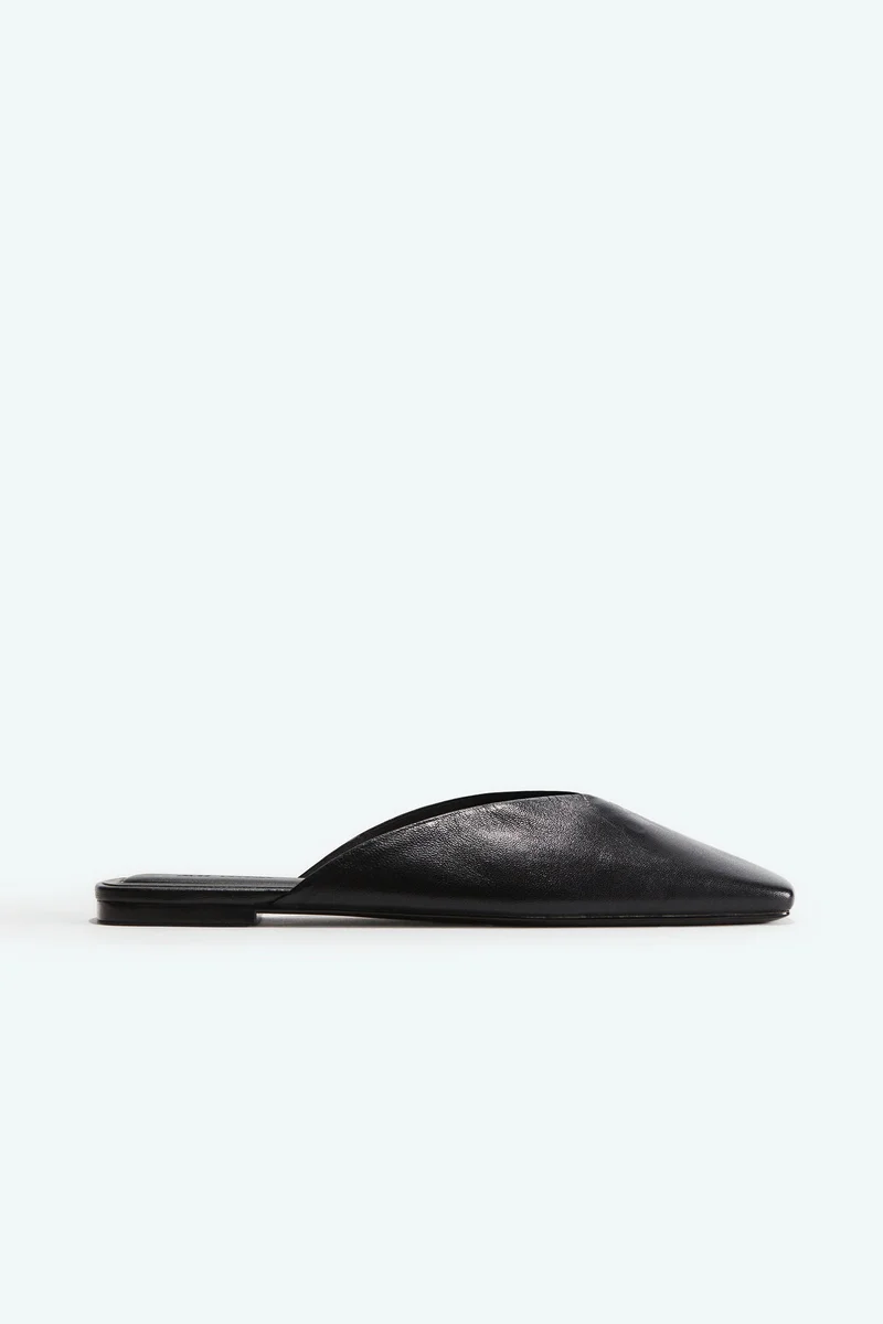 H&M Square-toe leather mules