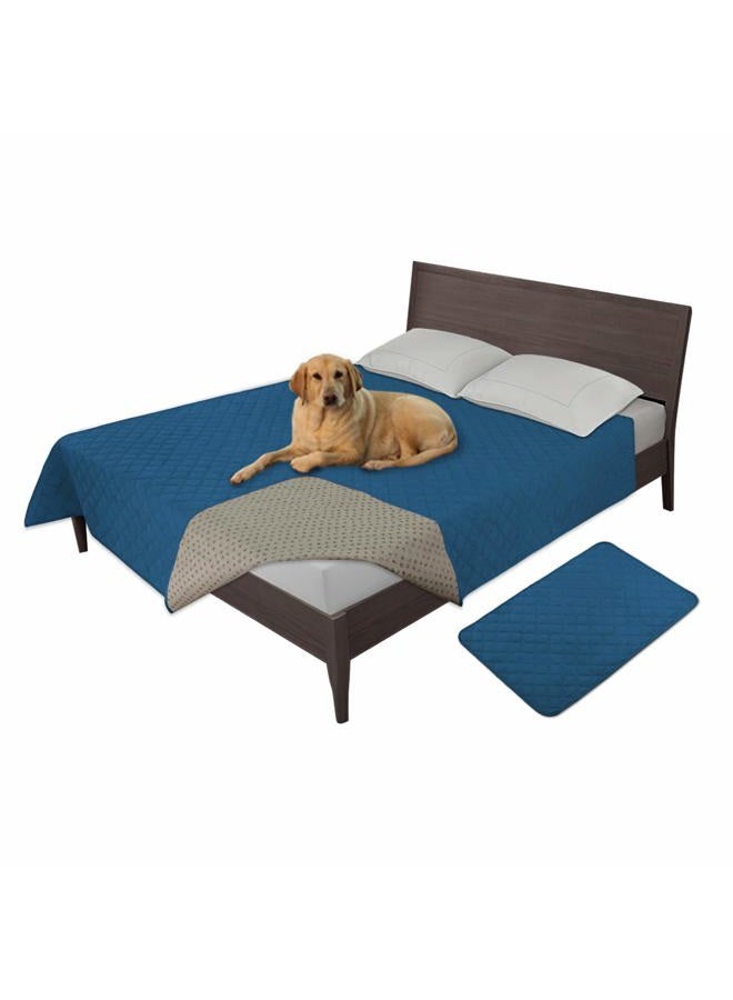 Easy-Going 100% Waterproof Dog Bed Cover Washable Couch Cover Non-Slip Sofa Cover Furniture Protector Cover Reusable Incontinence Bed Underpads for Pets Kids Children Dog Cat(52x82 in,Peacock Blue) - Image 1