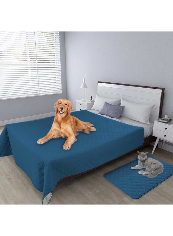 Easy-Going 100% Waterproof Dog Bed Cover Washable Couch Cover Non-Slip Sofa Cover Furniture Protector Cover Reusable Incontinence Bed Underpads for Pets Kids Children Dog Cat(52x82 in,Peacock Blue) - Image 2