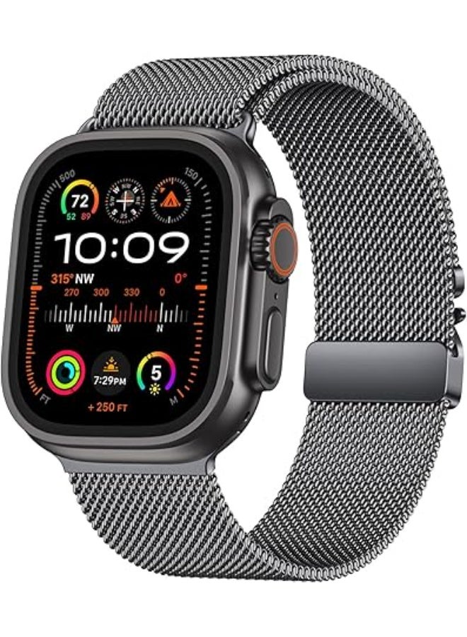 Generi Strap Compatible with Apple Watch Ultra 2/Ultra 49mm, Stainless Steel Mesh Loop Strap with Parachute-style Buckle for Apple Watch Series - Image 1