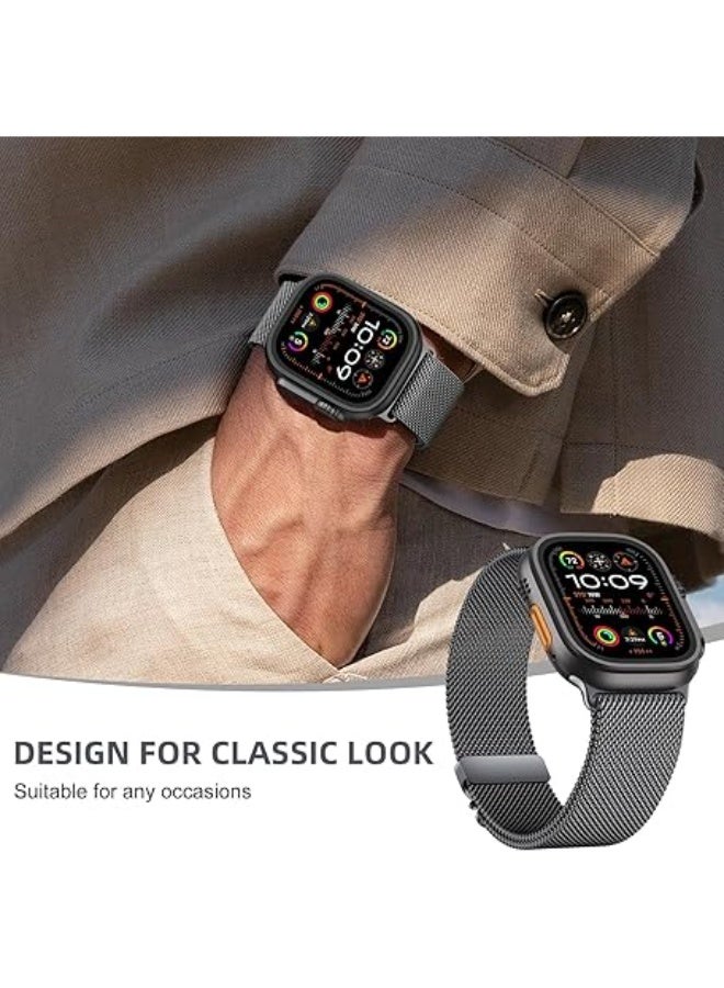 Generi Strap Compatible with Apple Watch Ultra 2/Ultra 49mm, Stainless Steel Mesh Loop Strap with Parachute-style Buckle for Apple Watch Series - Image 4