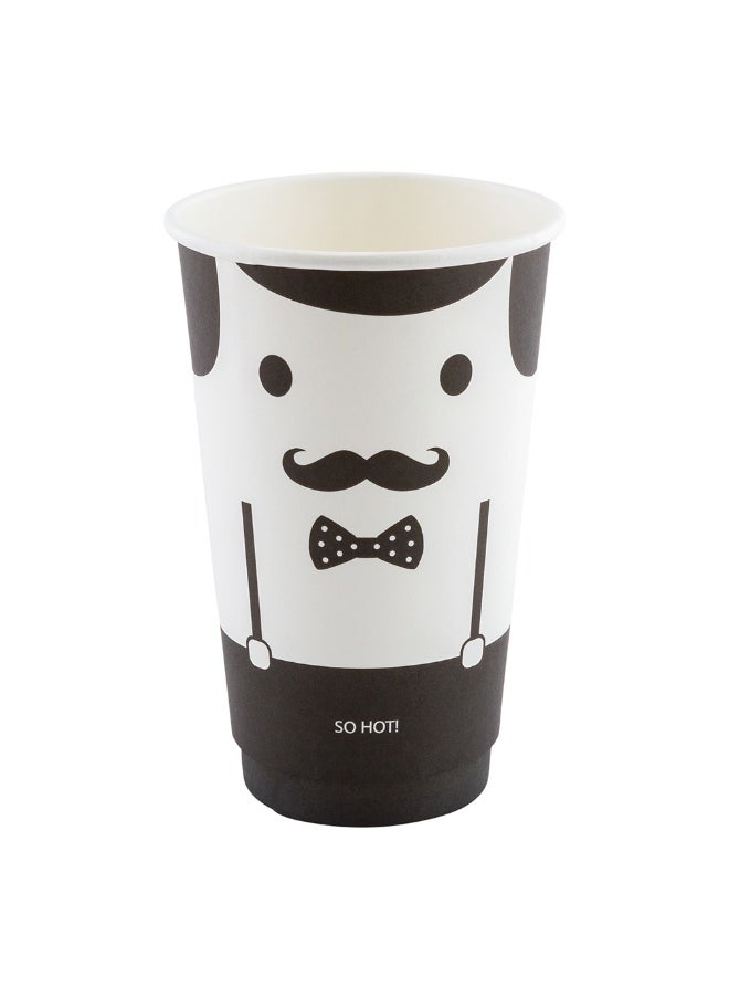 Restaurantware Restaurantware 16 Ounce Paper Cups, Pack of 500 Monsieur Design Disposable Cups – Leakproof, Durable, Black and White Paper Insulated Hot Cups, with Matching Lids Available for Purchase Separately  - Image 1