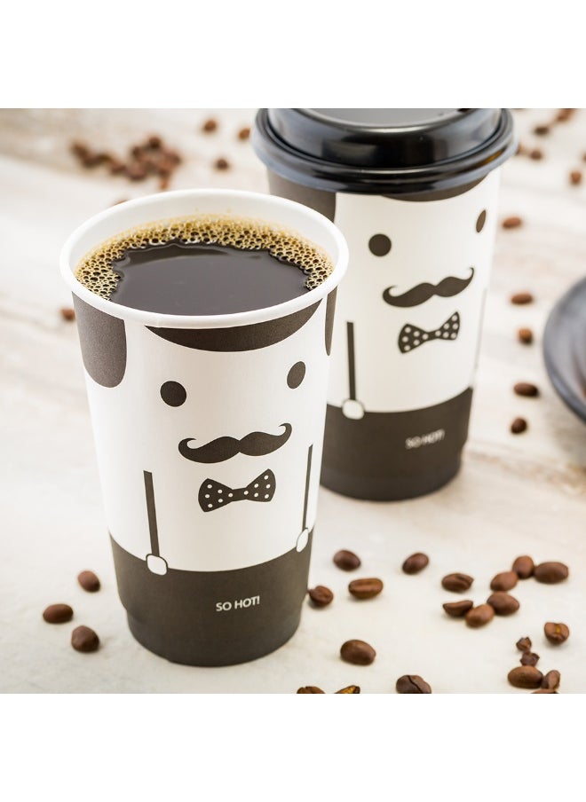 Restaurantware Restaurantware 16 Ounce Paper Cups, Pack of 500 Monsieur Design Disposable Cups – Leakproof, Durable, Black and White Paper Insulated Hot Cups, with Matching Lids Available for Purchase Separately  - Image 3