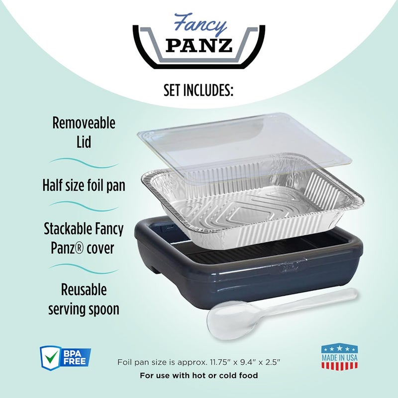 Fancy Panz - Red Classic Aluminum Foil Pan Carrier with Lid - Elevated Food Serving Tray - Portable Casserole Carrier with Lid - Made in The USA Hosting Essentials - Image 4