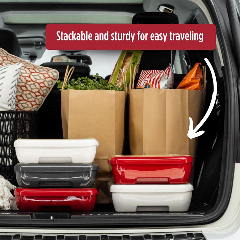Fancy Panz - Red Classic Aluminum Foil Pan Carrier with Lid - Elevated Food Serving Tray - Portable Casserole Carrier with Lid - Made in The USA Hosting Essentials - Image 5