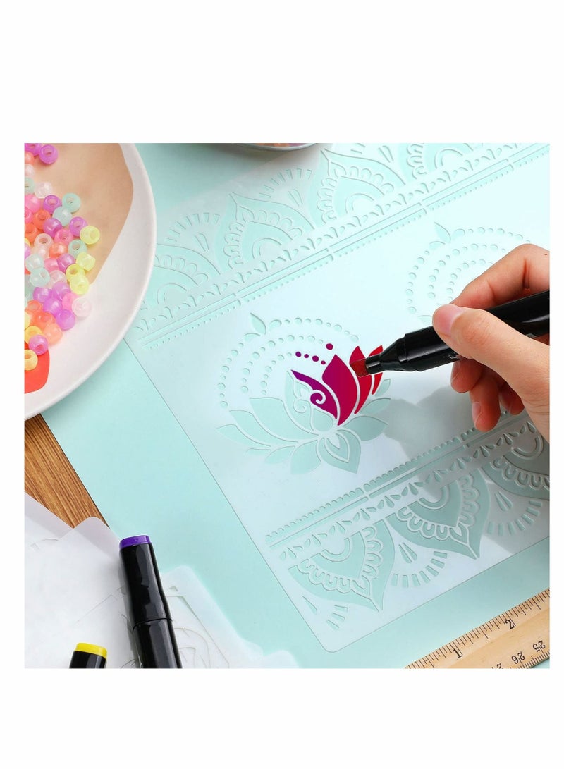 كابتن تيك Large Mandala Stencil Reusable Mandala Painting Templates 8.3 x 11.7 Inch Floral Design Stencil Mandala Drawing Craft Stencil for DIY Wall, Tile, Furniture, Canva, Outdoor Indoor Decoration, 12 Piece - Image 4