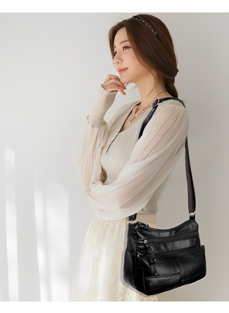 REOCLE Women's Shoulder Bag Soft PU Leather Crossbody Bag with Multi Pocket Lightweight Travel Top-Handle Handbag Purse  - Image 4