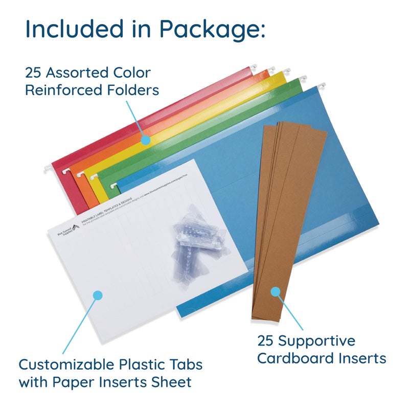 Blue Summit Supplies 25 Blue Summit Supplies Legal Size Hanging File Folders, Expandable, 2” Expansion for Extra Capacity, Assorted Colors, 25 Pack - Image 4