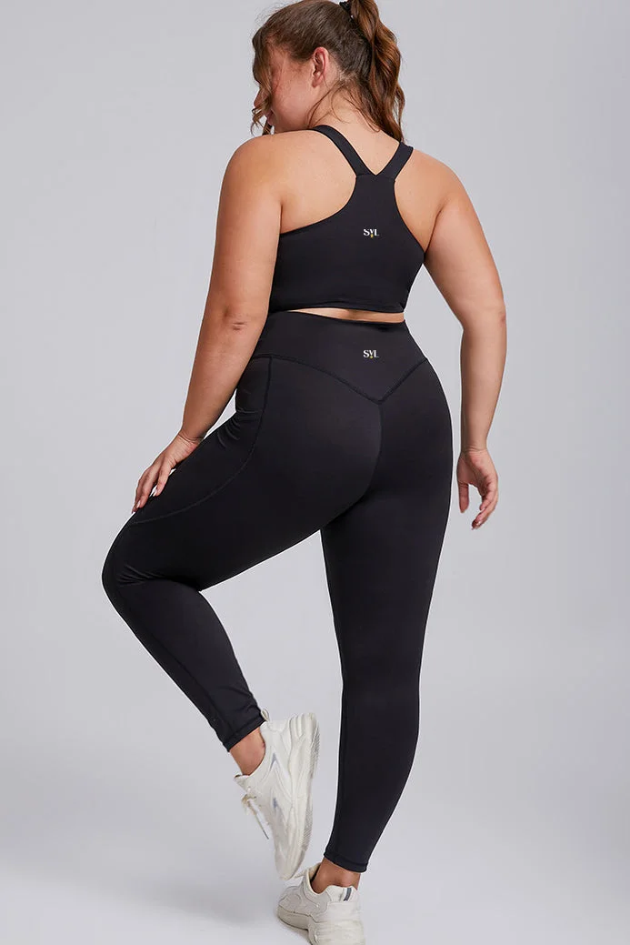 SVL Women's Sports Leggings with Pockets - Black - SVL