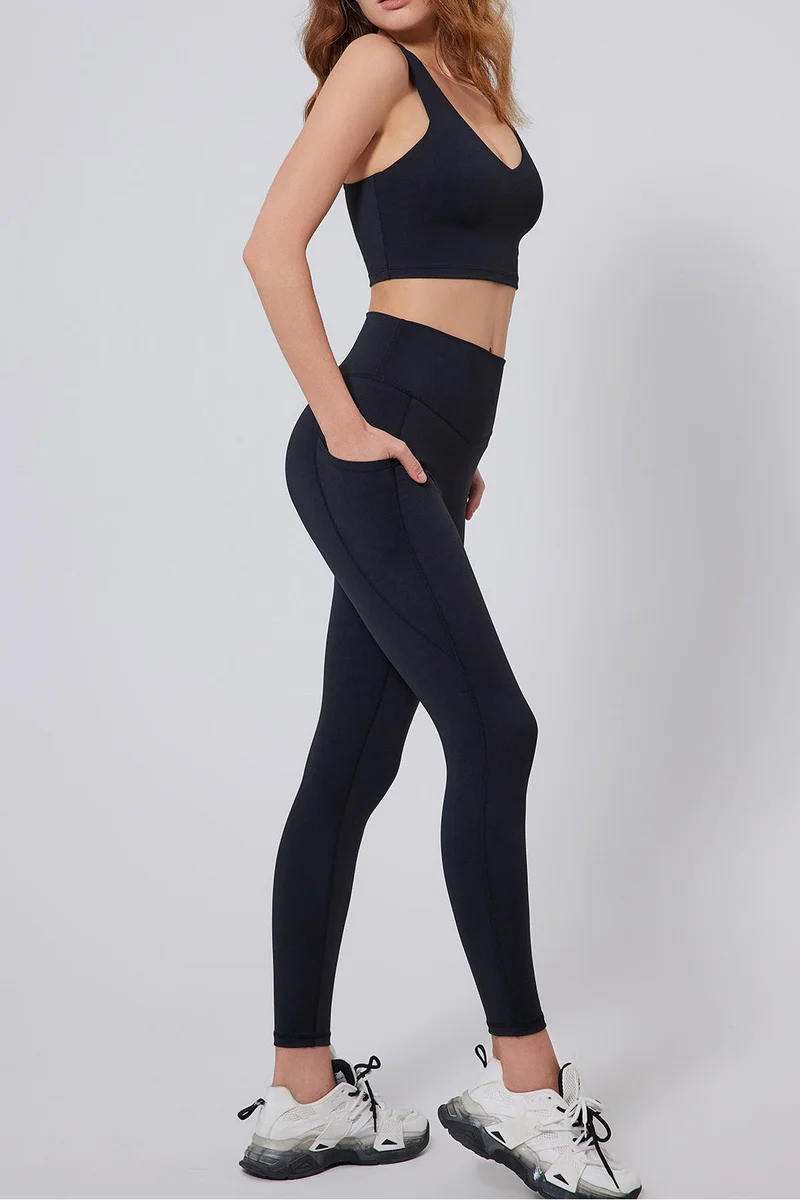 SVL Women's Sports Leggings with Pockets - Black