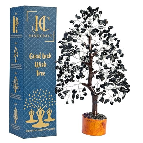 HindCraft Black Tourmaline Healing Crystal Tree | Artificial Plant for Home & Office Decoration | Feng Shui Money Tree for Positive Energy | Unique Gift for Men & Women – Birthday Gift - Image 1