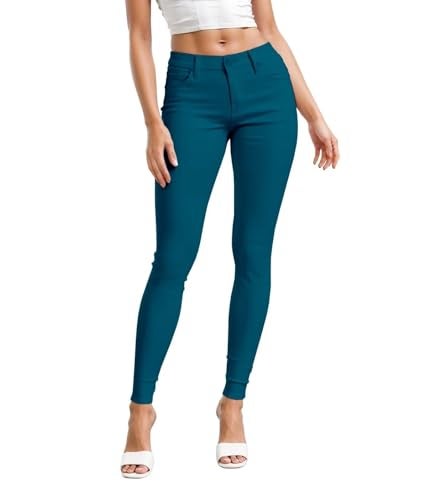 Hybrid & Company Womens Hyper Ultra Stretch Comfy Skinny Leg Work Casual Pants P44876SK Teal S - Image 1