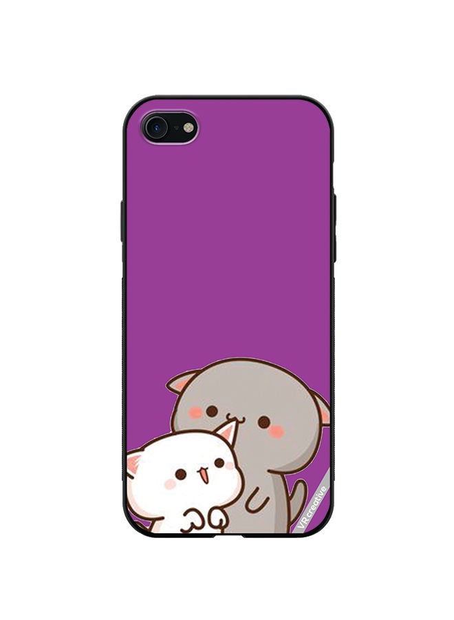 VR CREATIVE Protective Case Cover For Apple iPhone SE (2022) Two Cute Cats Design Multicolour - Image 1
