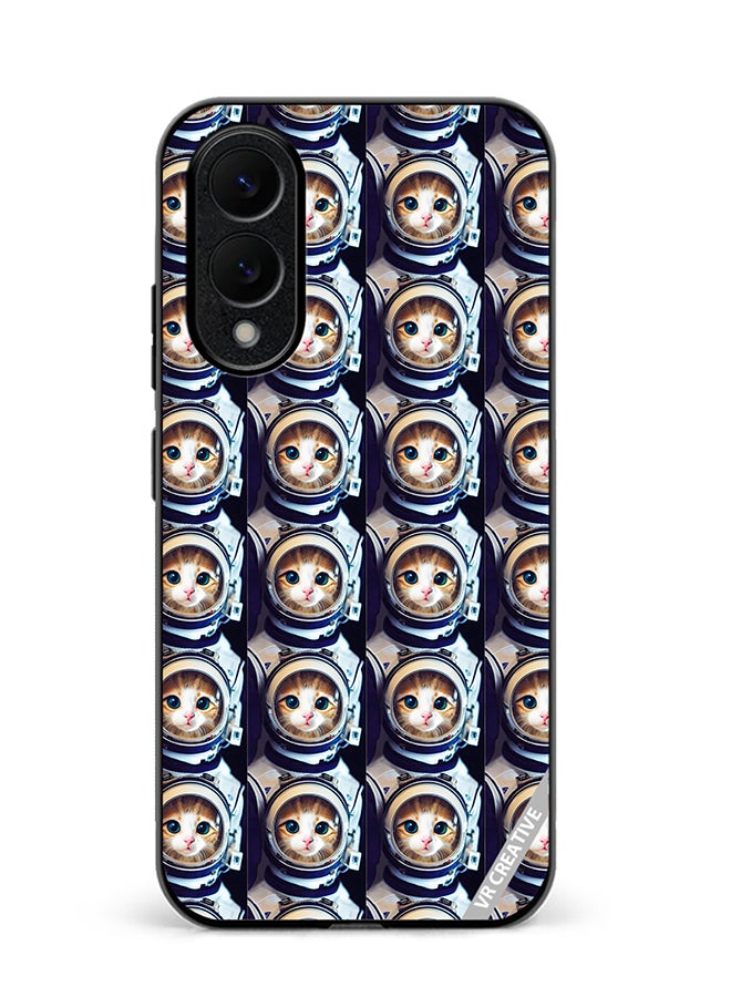 VR CREATIVE Protective Case Cover For Samsung Galaxy S25 Edge Cat Face Inside Astronauts Helmet Pattern Design Multicolour
