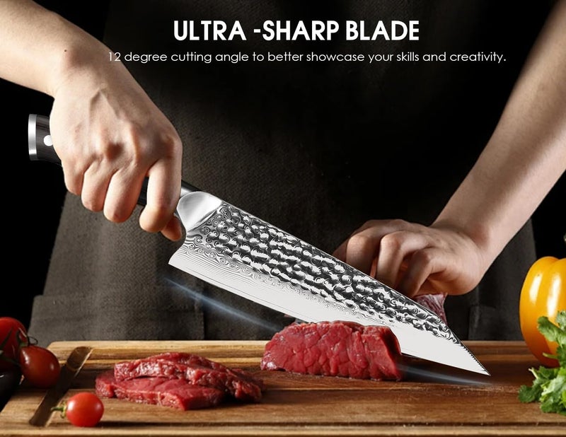 BRODARK Japanese Chef Knife, Damascus Chef Knife 8 inch with Japanese VG-10 Steel Core, Ultra-Sharp Professional Kitchen Knife, Handcrafted with Ebony Wood Handle, Holiday Gifts - Image 3