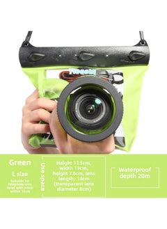 Waterproof Diving Camera Bag Single Shoulder Digital Camera Case Focus Quick Shutter Outdoor Underwater Photography Bag-Color:Green-Dimensions:M Code Lens 10cm