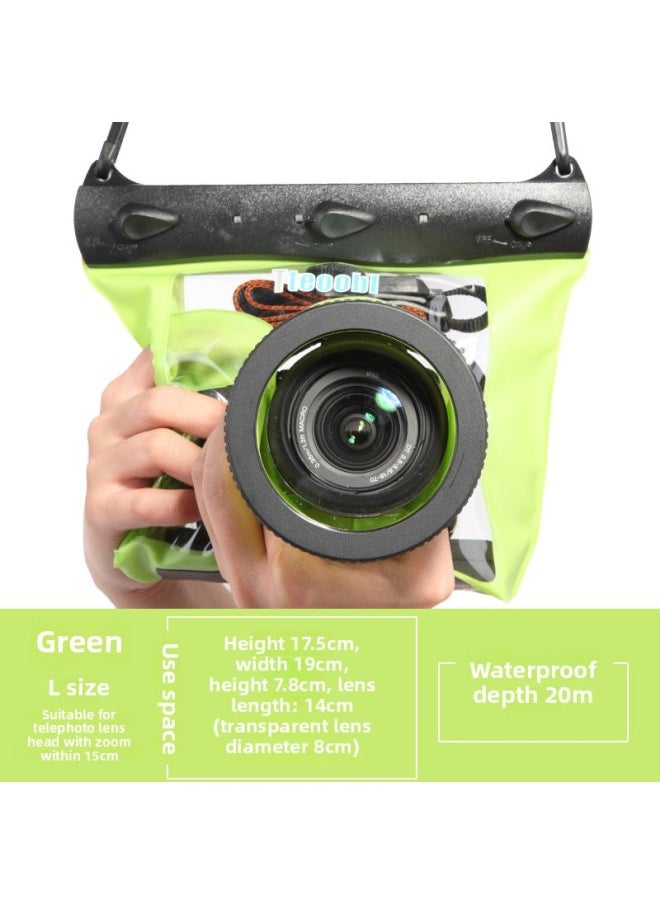 Generic - Waterproof Diving Camera Bag Single Shoulder Digital Camera Case Focus Quick Shutter Outdoor Underwater Photography Bag-Color:Green-Dimensions:M Code Lens 10cm - Image 1