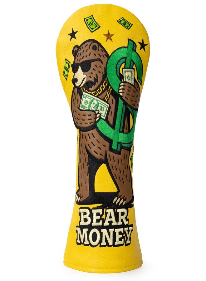 brdejc Golf Club Cover Exquisite Embroidery Dollar Bears Driver Covers Fariway Wood Headcover Hybrid Cover Leather Golf Headcovers for Men Women Gift (for Driver) - Image 1