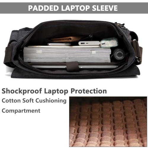 VASCHY Messenger Bag for Men, Water Resistant Canvas 14inch Laptop Shoulder Commuter Bag for Men and Women Dark Gray - Image 2