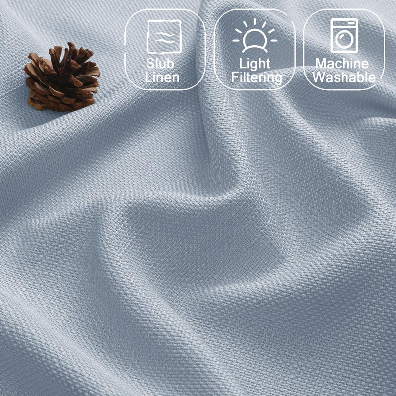 Chyhomenyc Bennet 2 Panels Aqua Blue Kitchen Curtains 36 Inch Length Tier Curtains  Faux Linen Textured Small Cafe Curtains  Light Filtering Short Window Curtains for Bathroom Basement  30x36 inch - Image 3