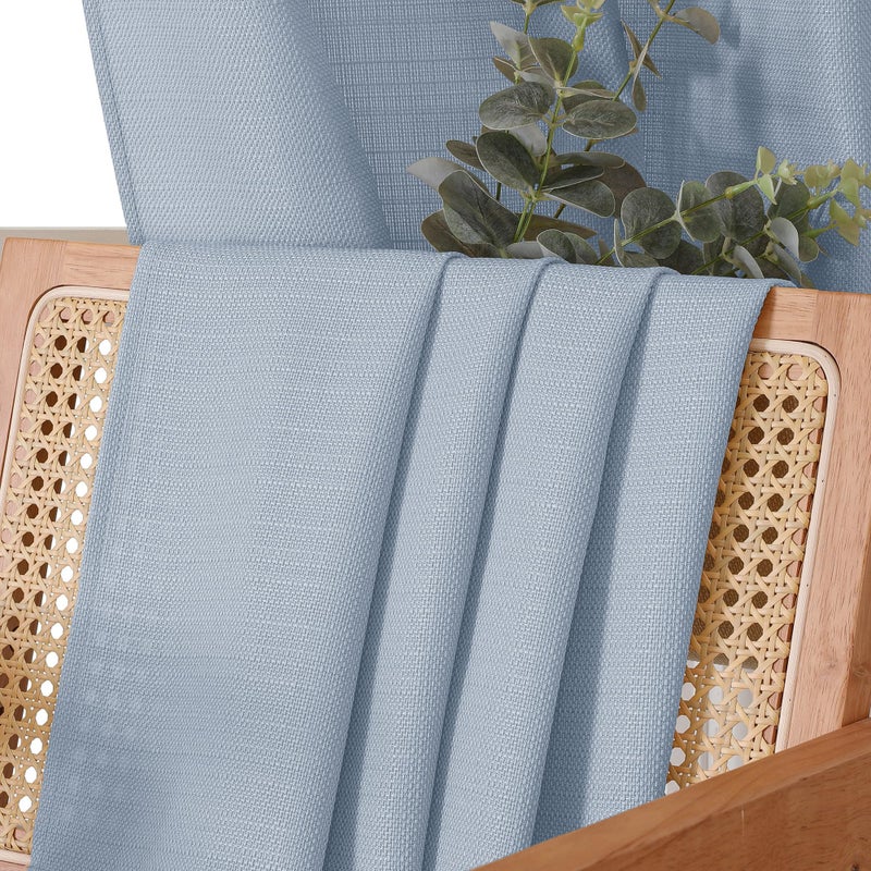 Chyhomenyc Bennet 2 Panels Aqua Blue Kitchen Curtains 36 Inch Length Tier Curtains  Faux Linen Textured Small Cafe Curtains  Light Filtering Short Window Curtains for Bathroom Basement  30x36 inch - Image 5