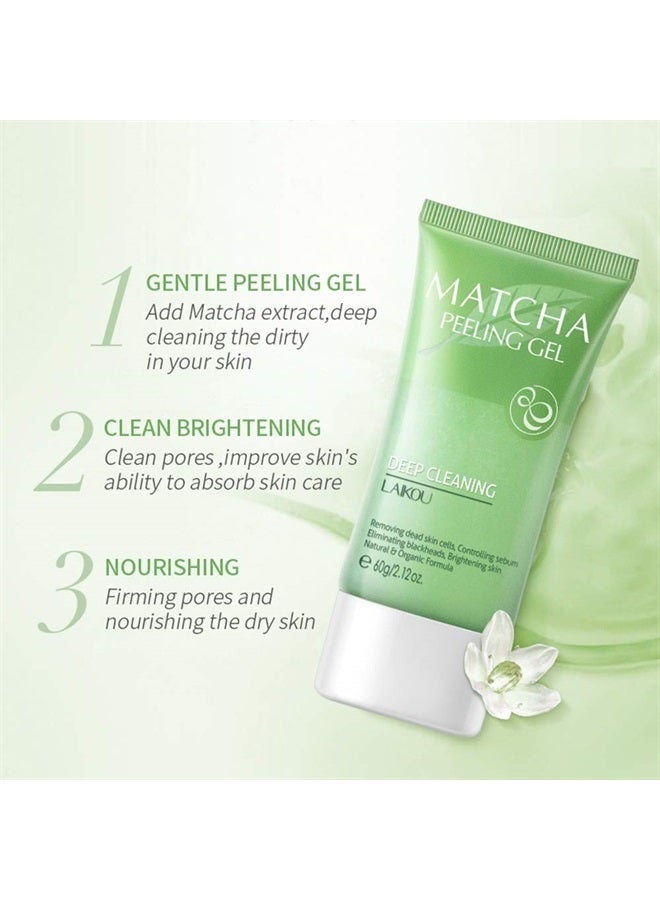 MIESCHER Matcha Facial Scrub Exfoliator Gel, Natural Exfoliating Cleanser, Moisturizing Body Face Scrub Deep Clean for Dry Skin, Blackheads, Acne Face Peeling Gel - Great Gifts For Women & Men - Image 1
