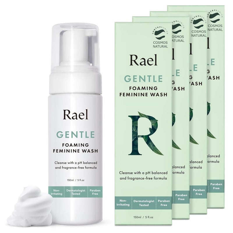 Rael Feminine Wash, Foaming Cleanser, pH Balanced Intimate Care for Women, Unscented, Clean Ingredients, All Skin Types, Vegan, Cruelty-Free (5oz, 4 Pack)