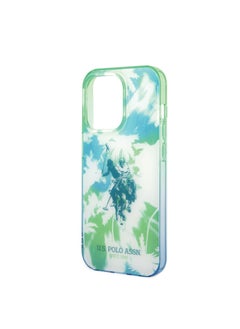 U.S. Polo Assn. USPA iPhone 14 Pro Max PC/TPU IML Case With Dye Palm Design & Horse Logo, Drop & Bumper Protection, Anti-Scratch and Easy Access to All Ports - Green  - Image 4