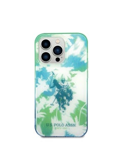 U.S. Polo Assn. USPA iPhone 14 Pro Max PC/TPU IML Case With Dye Palm Design & Horse Logo, Drop & Bumper Protection, Anti-Scratch and Easy Access to All Ports - Green  - Image 2