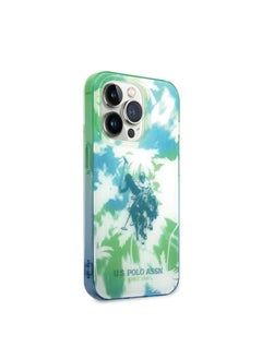 U.S. Polo Assn. USPA iPhone 14 Pro Max PC/TPU IML Case With Dye Palm Design & Horse Logo, Drop & Bumper Protection, Anti-Scratch and Easy Access to All Ports - Green  - Image 3