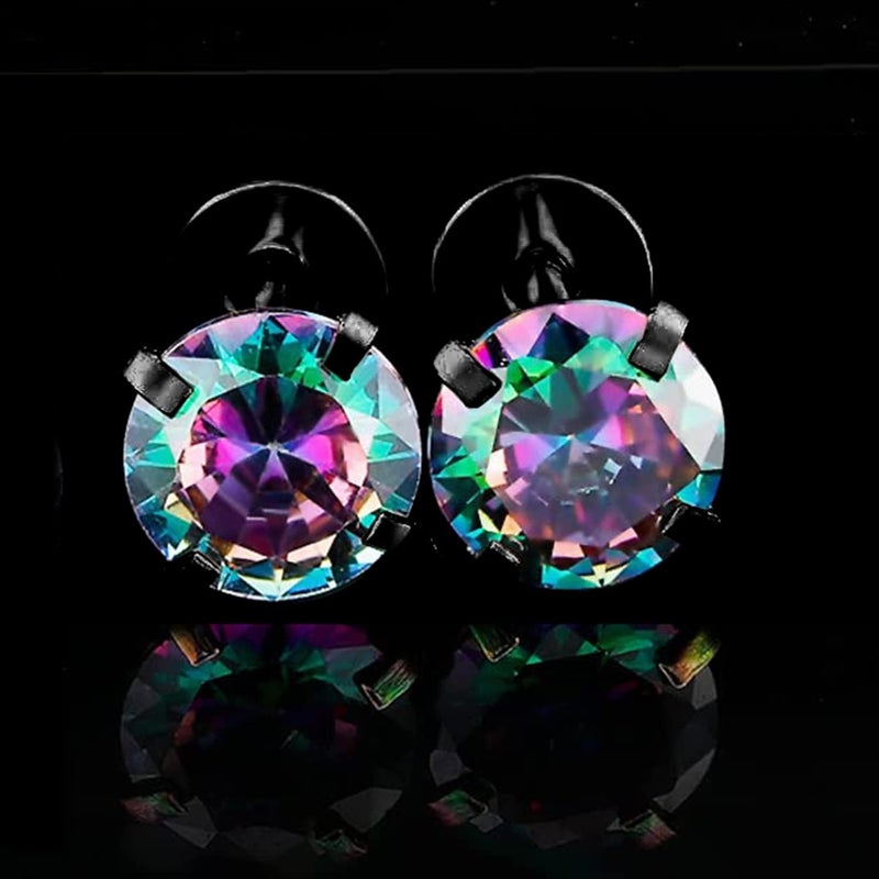 VOLUKA Titanium Earrings for Sensitive Ears, 4 Pairs Screw Back Hypoallergenic Surgical Grade Titanium Cubic Zirconia Stud Earrings for Women Men - Black - Image 5