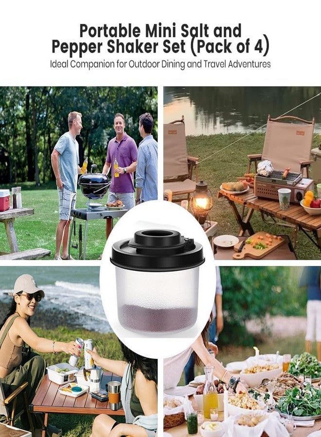 يافيجي مجموعة YAFIYGI من 4 قطع من علب الملح والفلفل الصغيرة للسفر مع أغطية، موزعات توابل صغيرة محمولة للتخييم، علبة غداء، سكر، سلسلة مفاتيح، مجموعة علب توابل بلاستيكية صغيرة محكمة الإغلاق. - Image 3