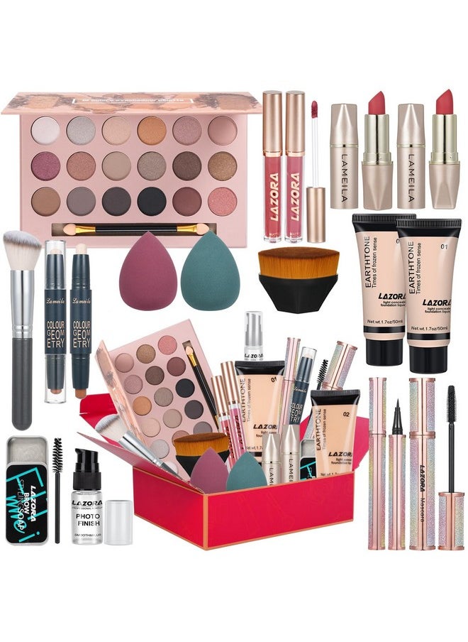LAZORA - All In One Makeup Kit For Women Full Kit Gift Makeup Sets Makeup Gift Set For Women & Girls Makeup Essential Bundle Include 18Color Eyeshadow Palette Cosmetic Brush Set - Image 1