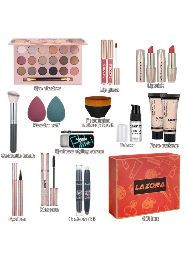 LAZORA - All In One Makeup Kit For Women Full Kit Gift Makeup Sets Makeup Gift Set For Women & Girls Makeup Essential Bundle Include 18Color Eyeshadow Palette Cosmetic Brush Set - Image 1