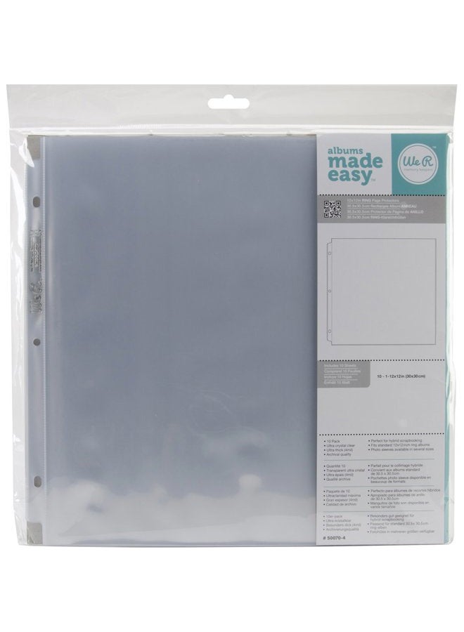 We R Memory Keepers 12 x 12-inch 3-Ring Album Page Protectors 10 Pack, Albums Refills Arts Crafts Supplies Scrapbooking Scrapbook Supplies Scrapbook Page Protector 12x12 Scrapbook Page Kits - Image 1