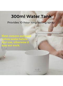 Generic Cat Small Humidifier for Bedroom - 300ml Mini Cool Mist Humidifiers with Night Light, 2 Spray Modes, Ultra-Quiet, Portable Personal Air Humidifier for Women Kids Room Office Desk Car (White)  - Image 2