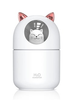Generic Cat Small Humidifier for Bedroom - 300ml Mini Cool Mist Humidifiers with Night Light, 2 Spray Modes, Ultra-Quiet, Portable Personal Air Humidifier for Women Kids Room Office Desk Car (White)  - Image 1